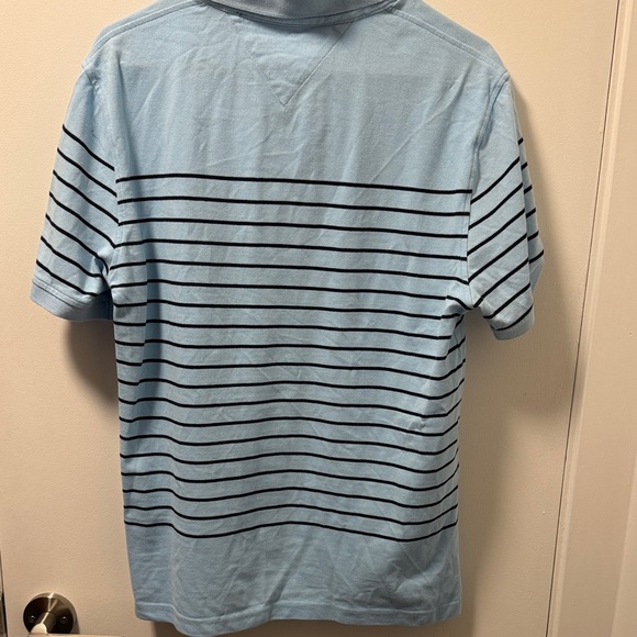 Tommy Hilfiger Sky Blue Polo with Dark Blue Stripes - Picture 4 of 5